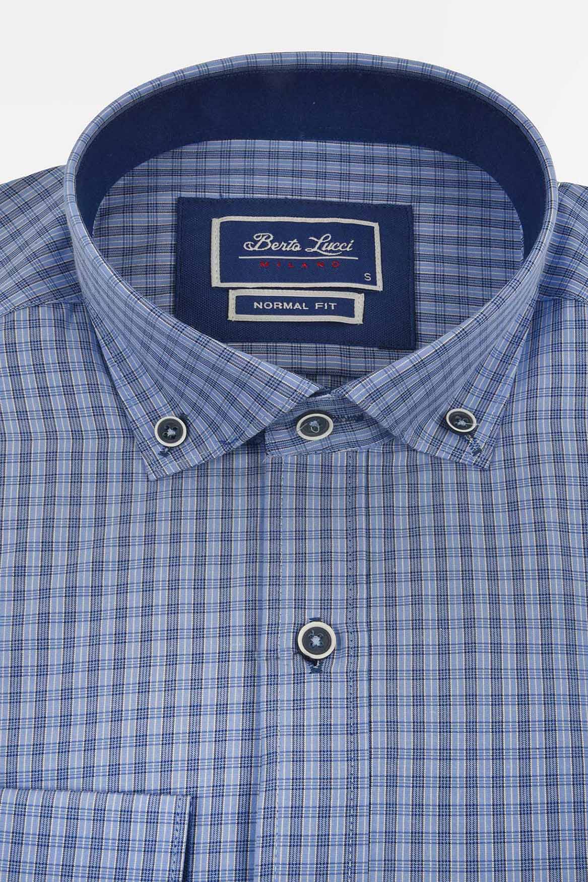 ανδρικό-καρό-πουκάμισο-normal-fit-με-γιακά-button-down-&-κεντημένο-σήμα-στο-στήθος