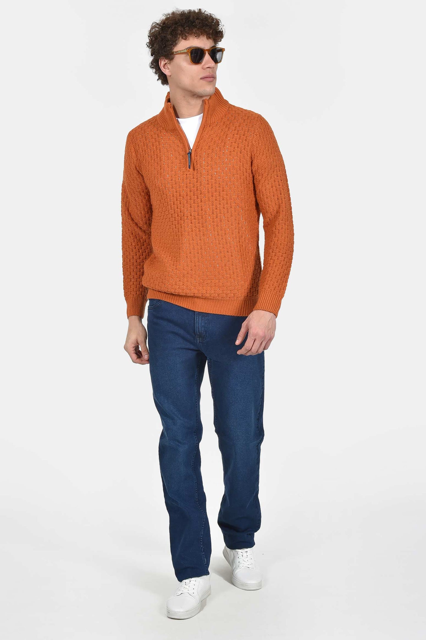 ανδρικό-πλεκτό-half-zip-normal-fit-με-ανάγλυφη-ύφανση