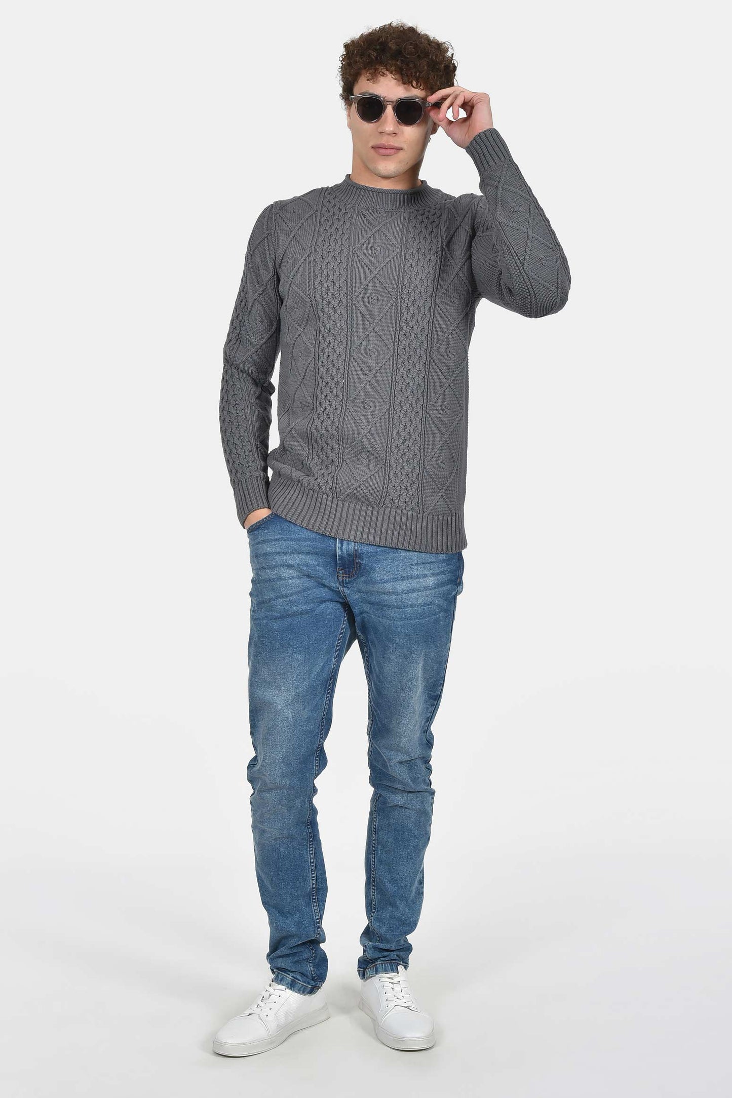 ανδρικό-πλεκτό-πουλόβερ-normal-fit-με-ανάγλυφη-πλέξη-100%-βαμβάκι