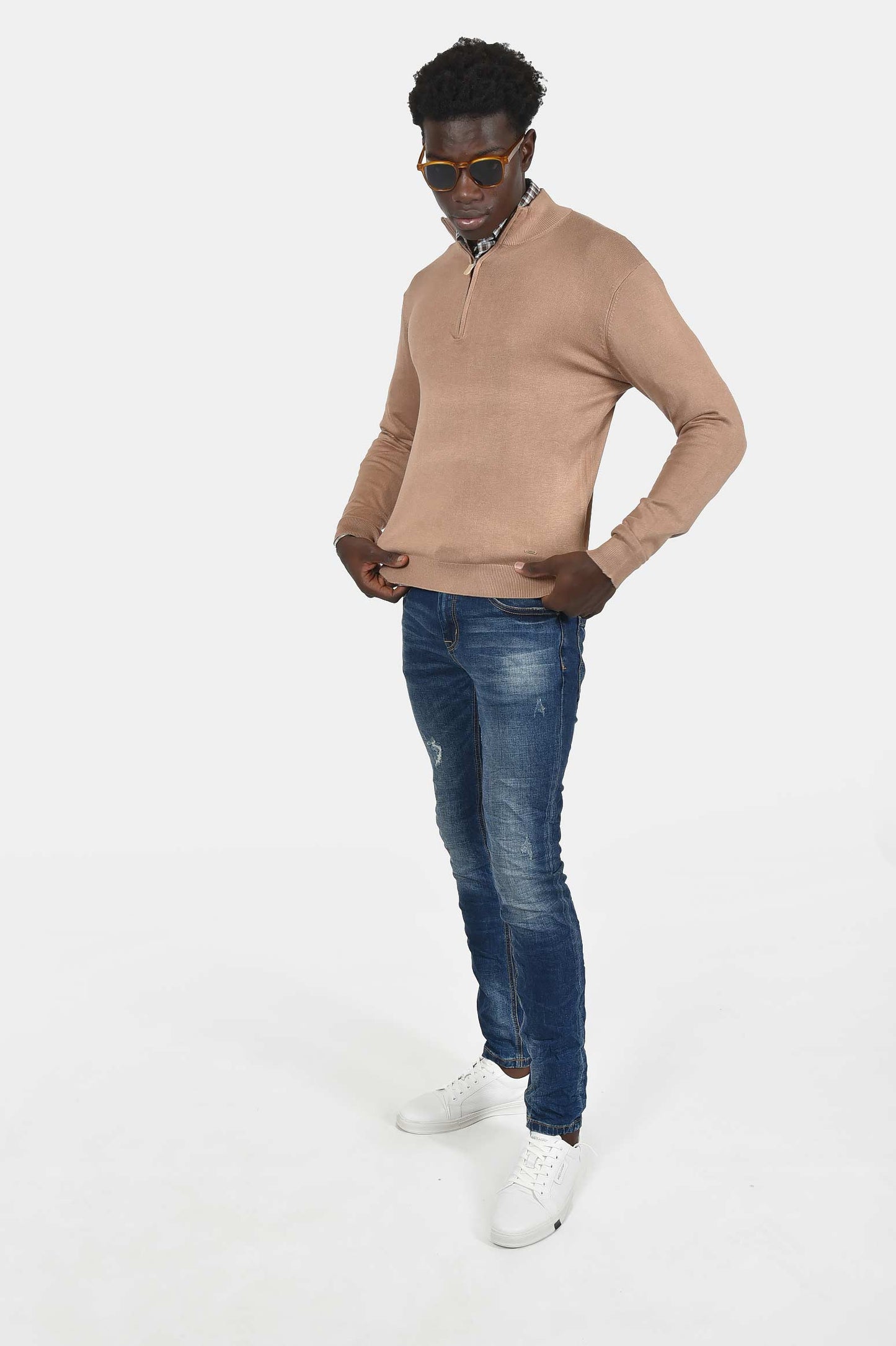 ανδρικό-half-zip-πουλόβερ-με-απαλή-υφή-normal-fit