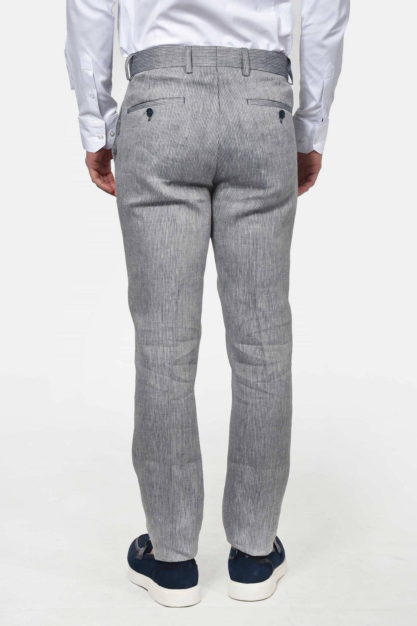 Ανδρικό Κοστούμι Classic Line Από 100% Λινό Με Λεπτό Ριγέ Pattern