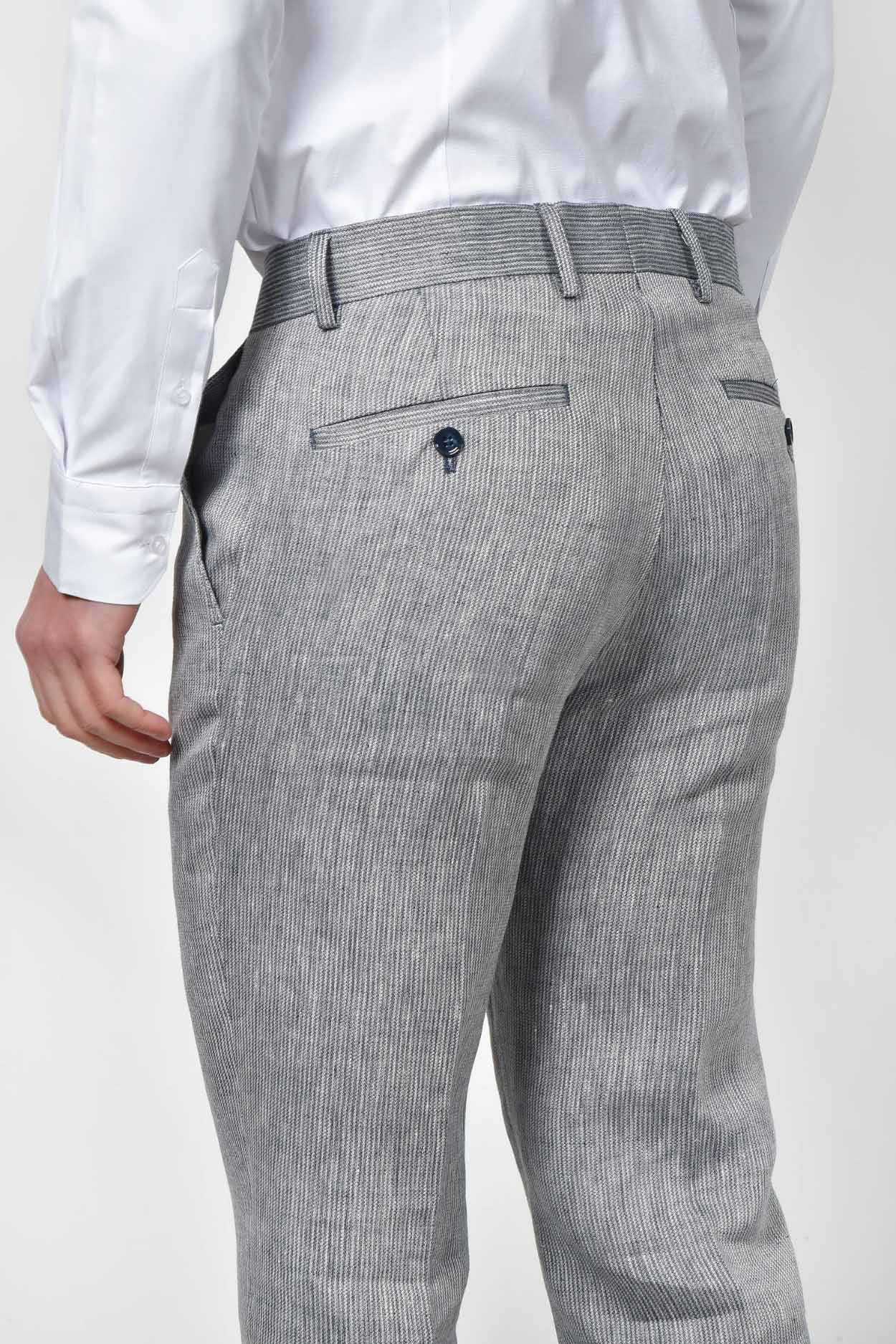 Ανδρικό Κοστούμι Classic Line Από 100% Λινό Με Λεπτό Ριγέ Pattern