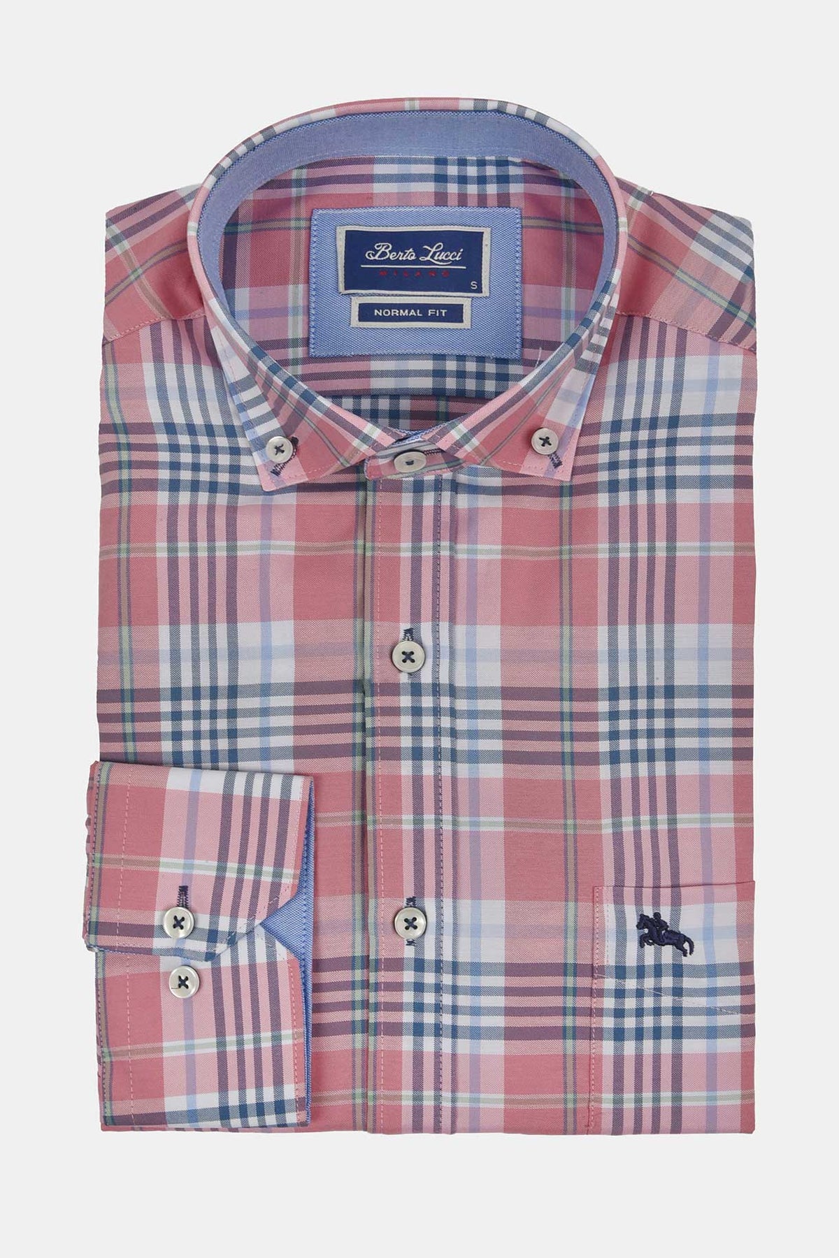 ανδρικό-καρό-πουκάμισο-normal-fit-με-button-down-γιακά-&-εσωτερική-contrast-λεπτομέρεια