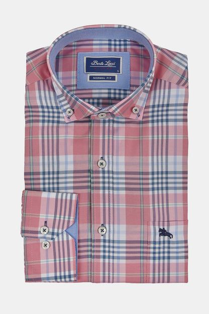 ανδρικό-καρό-πουκάμισο-normal-fit-με-button-down-γιακά-&-εσωτερική-contrast-λεπτομέρεια