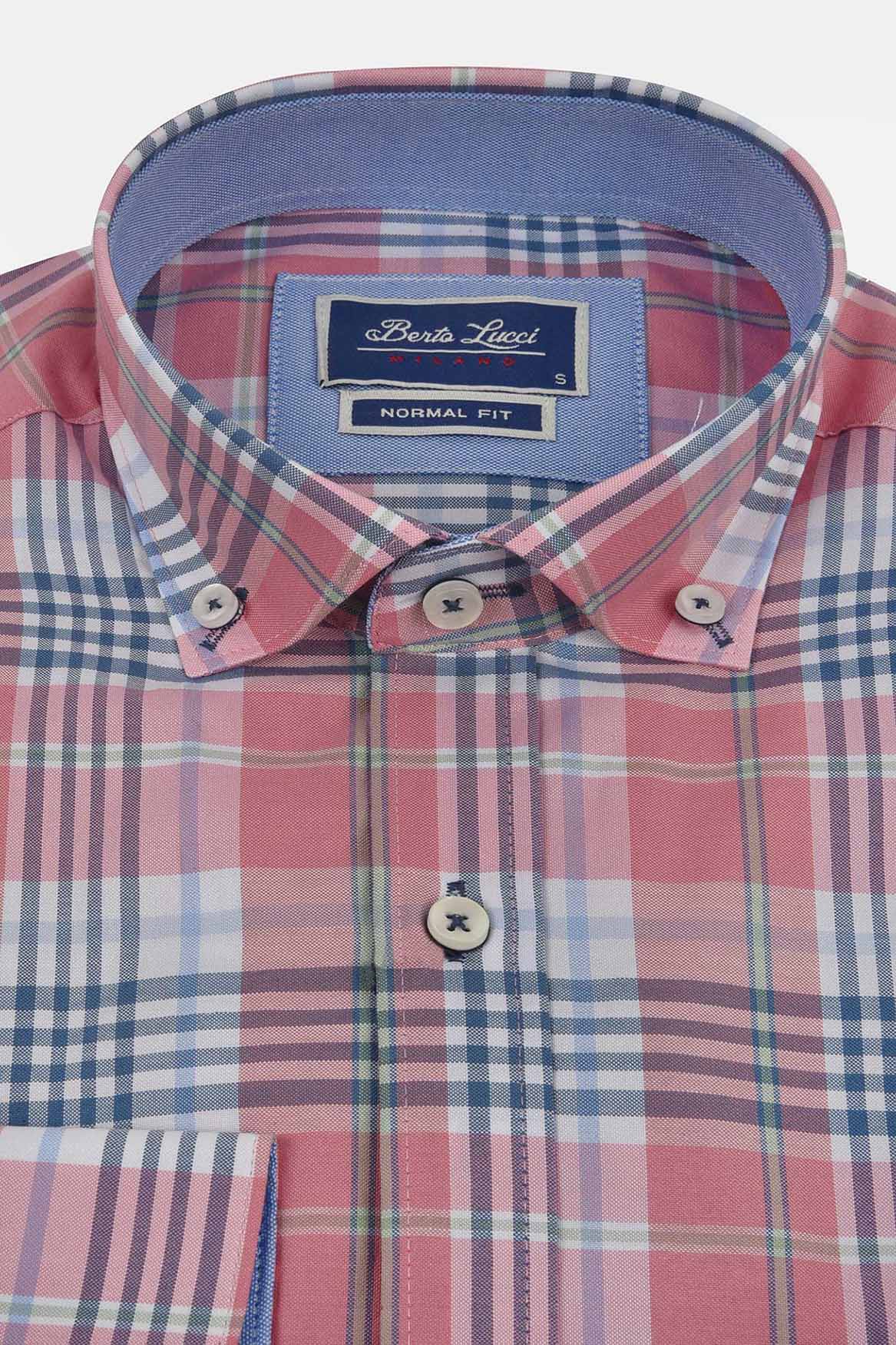 ανδρικό-καρό-πουκάμισο-normal-fit-με-button-down-γιακά-&-εσωτερική-contrast-λεπτομέρεια