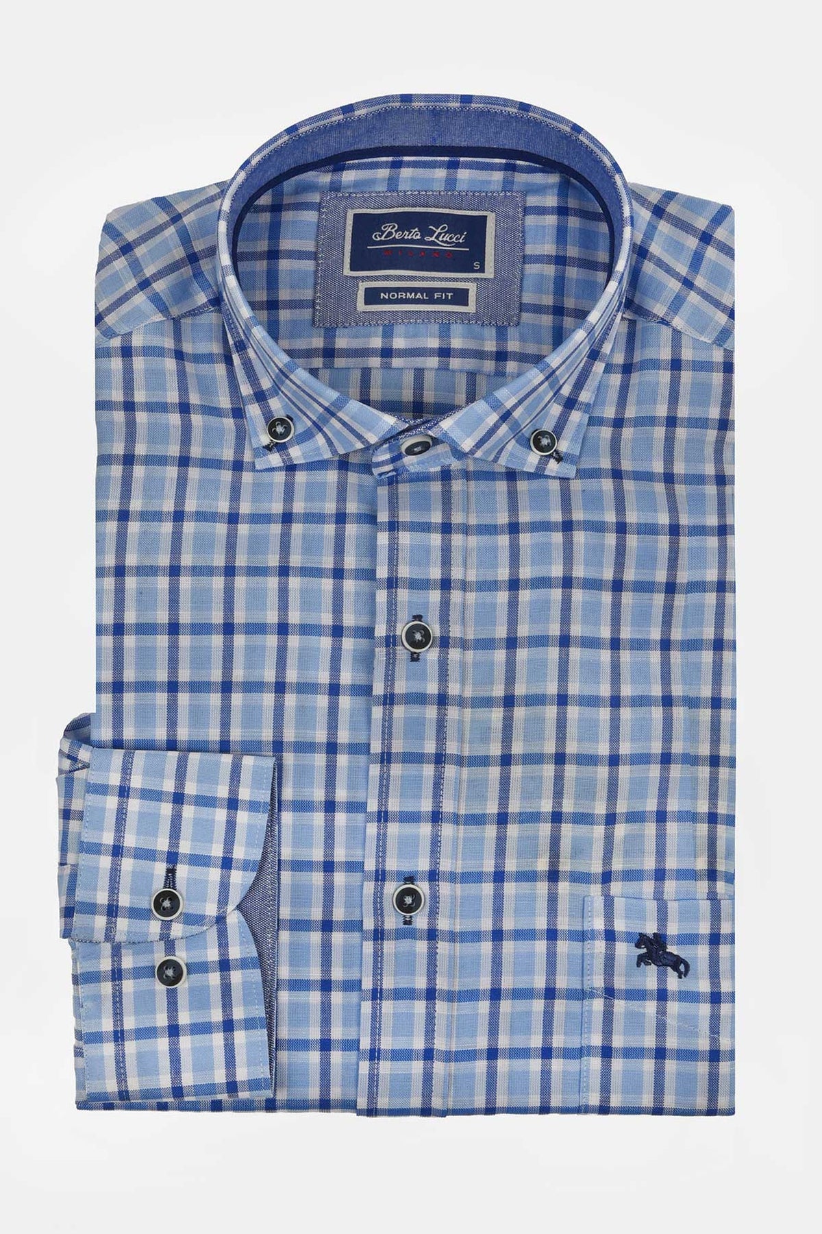 ανδρικό-καρό-πουκάμισο-normal-fit-με-button-down-γιακά-&-έντονο-μοτίβο