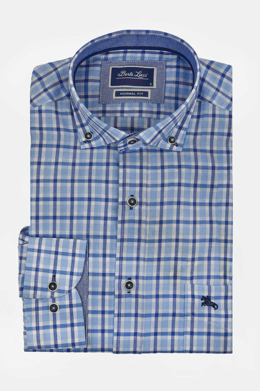 ανδρικό-καρό-πουκάμισο-normal-fit-με-button-down-γιακά-&-έντονο-μοτίβο