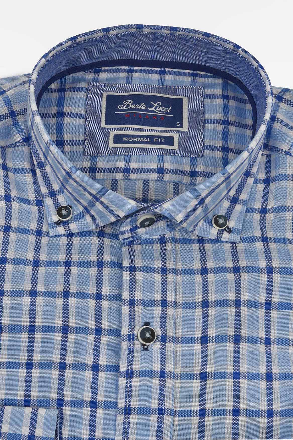 ανδρικό-καρό-πουκάμισο-normal-fit-με-button-down-γιακά-&-έντονο-μοτίβο