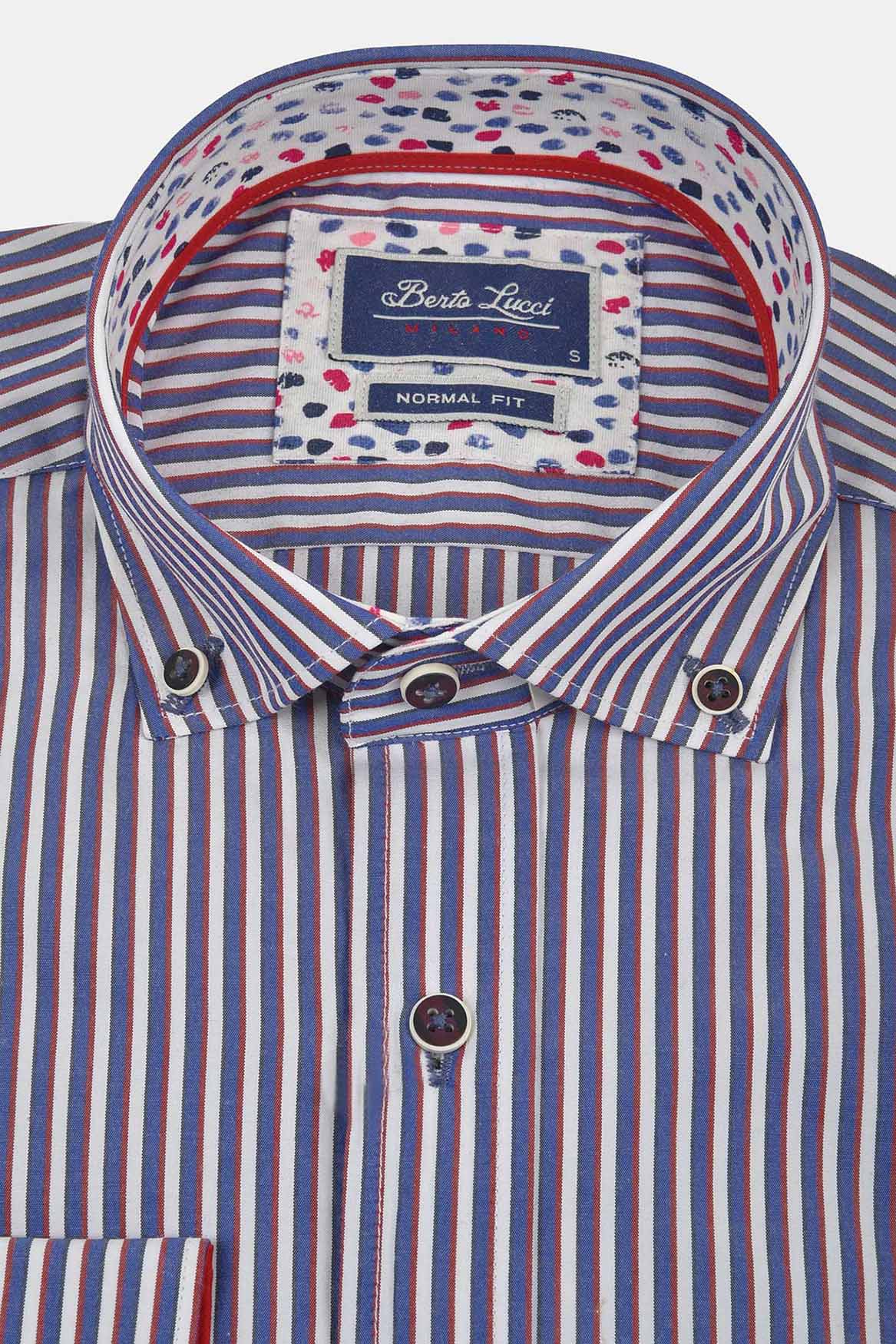 ανδρικό-ριγέ-πουκάμισο-normal-fit-με-button-down-γιακά-&-εμπριμέ-λεπτομέρεια-στο-εσωτερικό