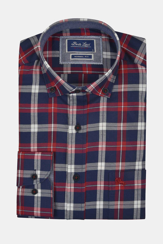 ανδρικό-καρό-πουκάμισο-normal-fit-με-button-down-γιακά-μεγάλο-καρό-μοτίβο-&-τσέπη