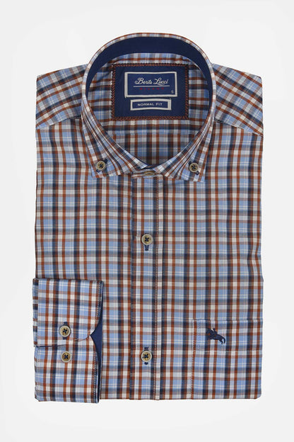 ανδρικό-καρό-πουκάμισο-normal-fit-με-button-down-γιακά-&-smart-casual-style