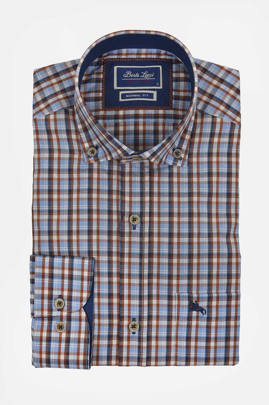 ανδρικό-καρό-πουκάμισο-normal-fit-με-button-down-γιακά-&-smart-casual-style