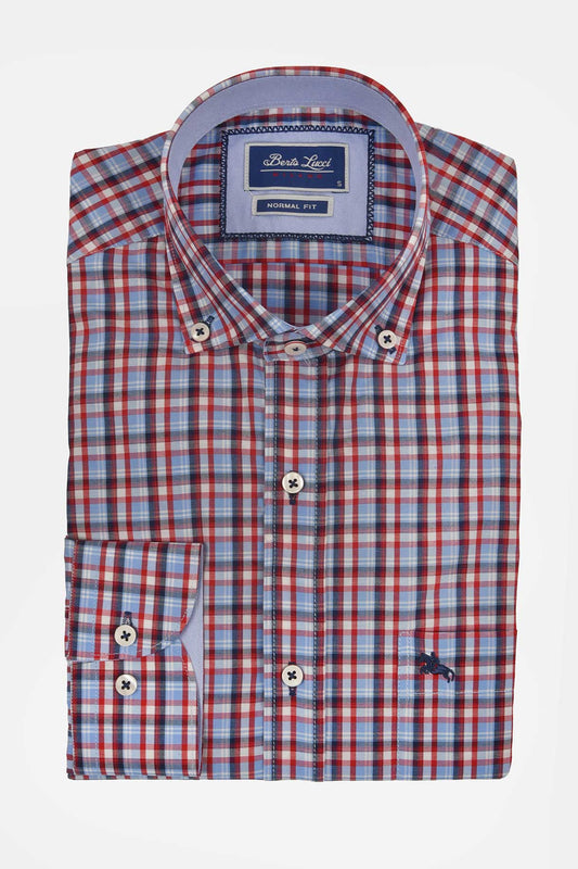ανδρικό-καρό-πουκάμισο-normal-fit-με-button-down-γιακά-&-smart-casual-style