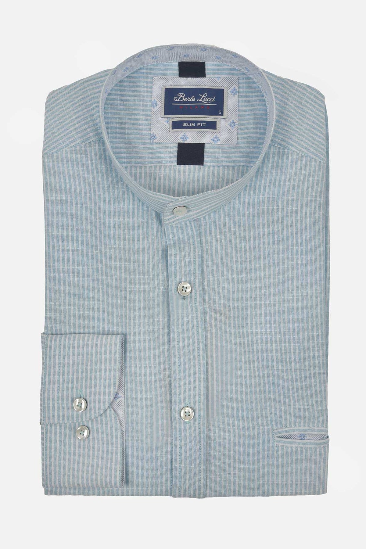 ανδρικό-ριγέ-πουκάμισο-100%-βαμβάκι-slim-fit-με-γιακά-μάο-για-μοντέρνο-στυλ