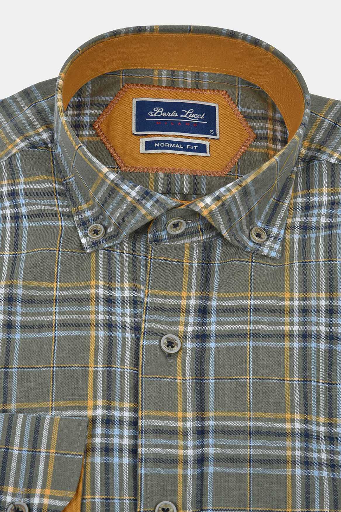 ανδρικό-καρό-πουκάμισο-100%-βαμβάκι-normal-fit-με-button-down-γιακά-για-άνετο-casual-look