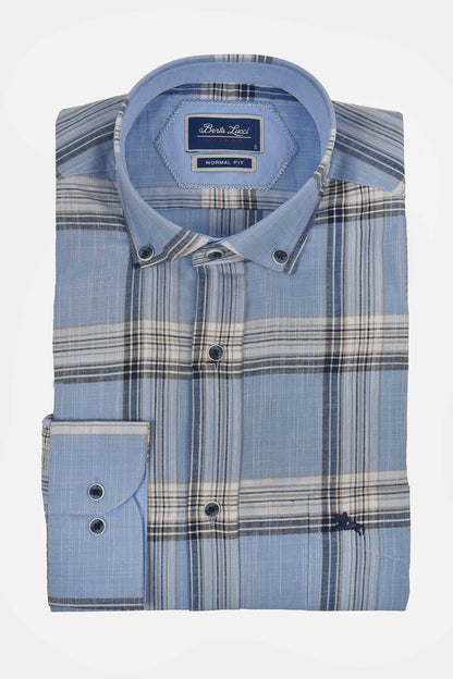 ανδρικό-καρό-πουκάμισο-100%-βαμβάκι-normal-fit-με-button-down-γιακά-&-απαλή-αίσθηση