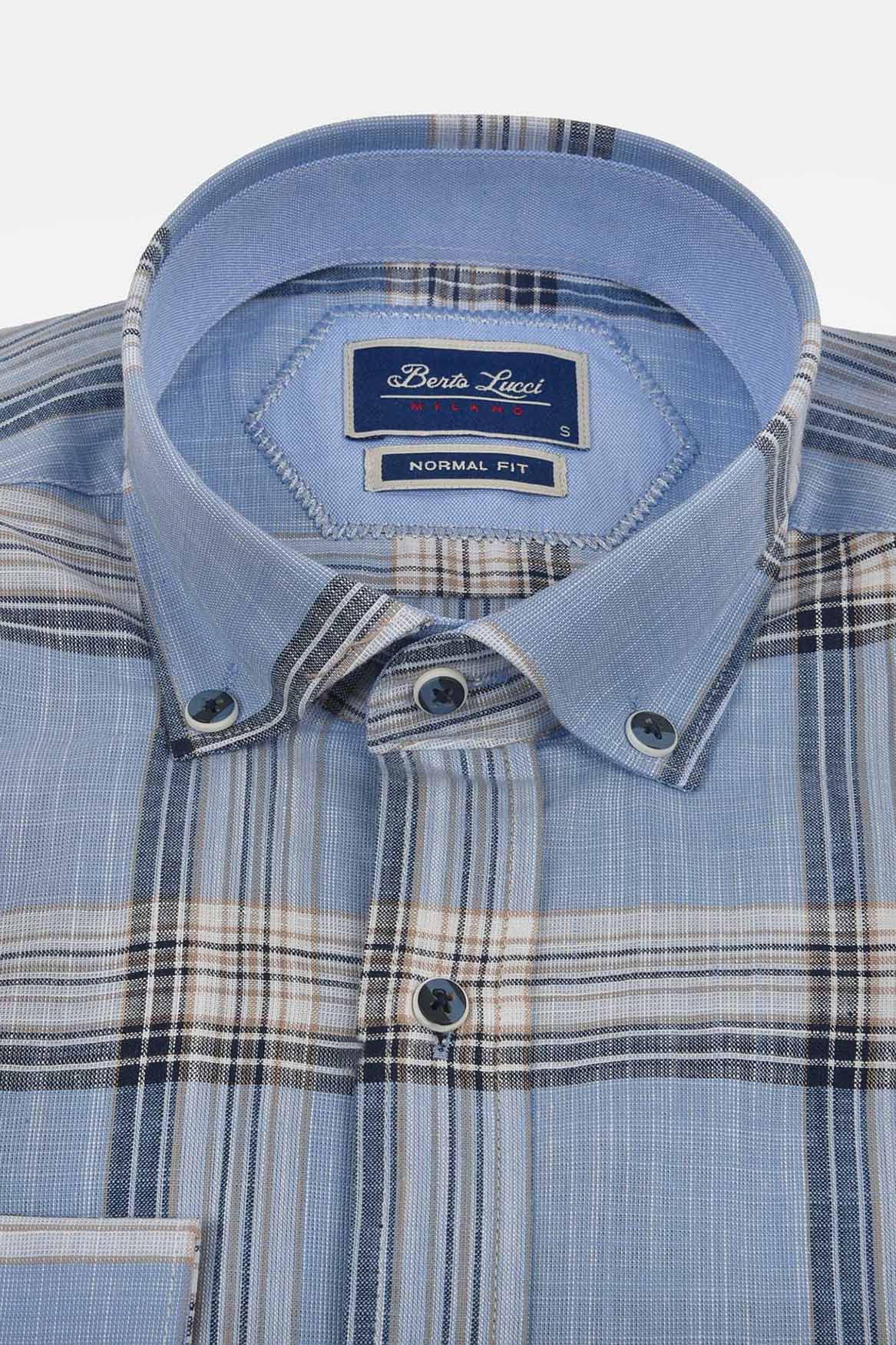 ανδρικό-καρό-πουκάμισο-100%-βαμβάκι-normal-fit-με-button-down-γιακά-&-απαλή-αίσθηση