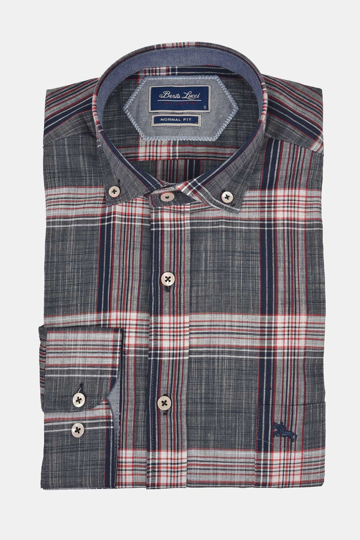 ανδρικό-καρό-πουκάμισο-100%-βαμβάκι-normal-fit-με-button-down-γιακά-&-απαλή-αίσθηση