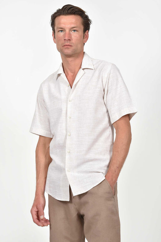 ανδρικό-βαμβακερό-ριγέ-κοντομάνικο-πουκάμισο