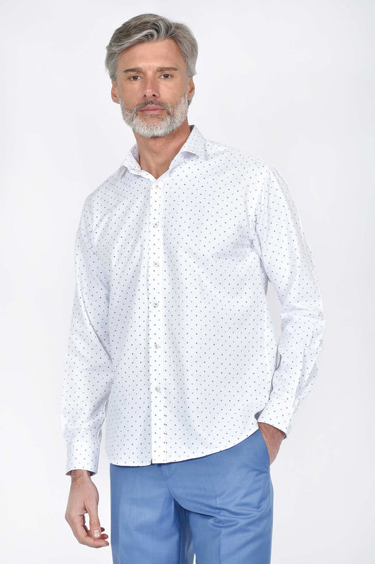 ανδρικό-λευκό-εμπριμέ-πουκάμισο-100%-βαμβάκι
