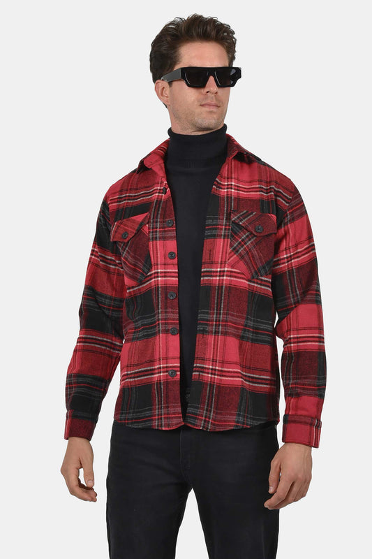 ανδρικό-overshirt-normal-fit-με-καρό-υφή