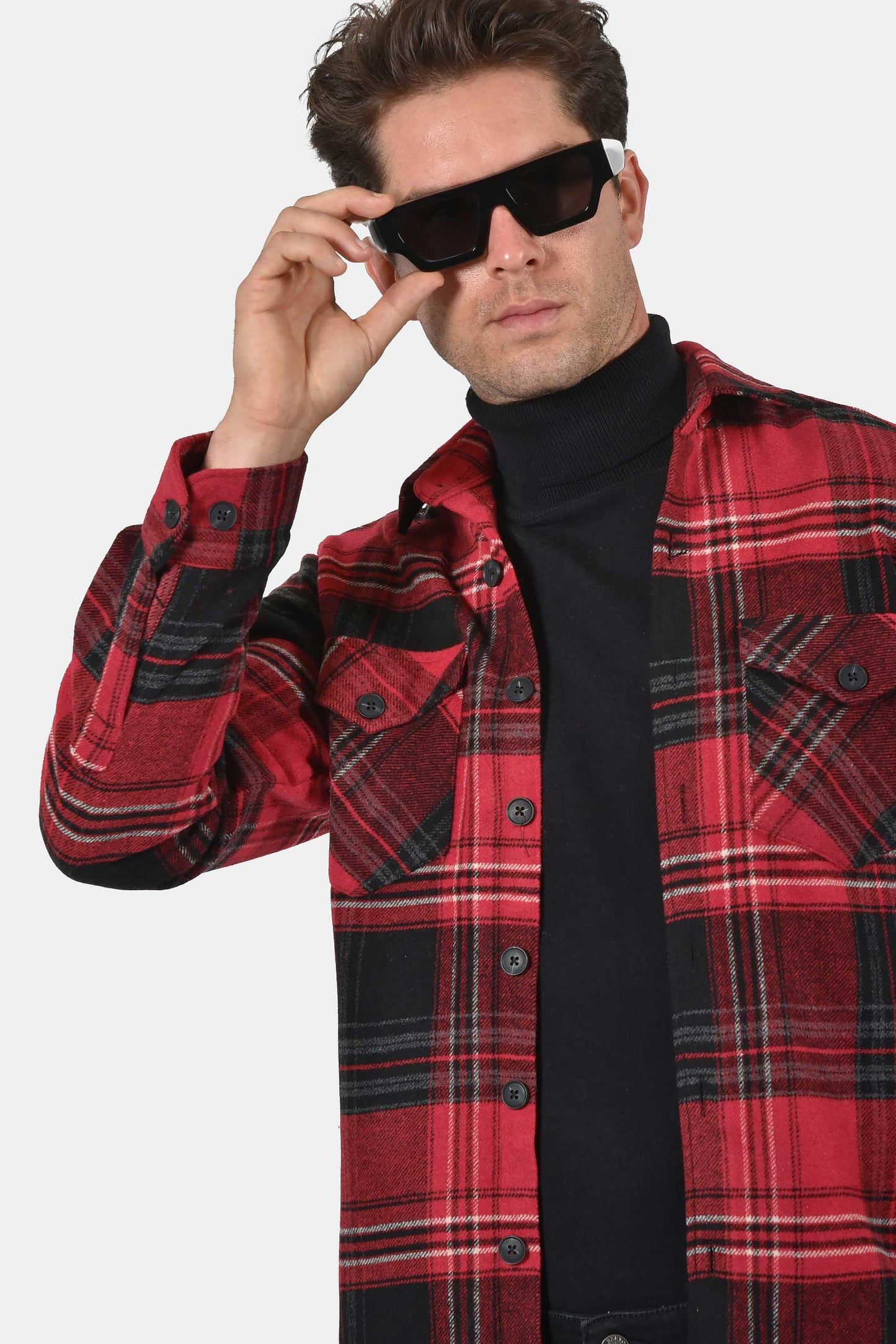 ανδρικό-overshirt-normal-fit-με-καρό-υφή