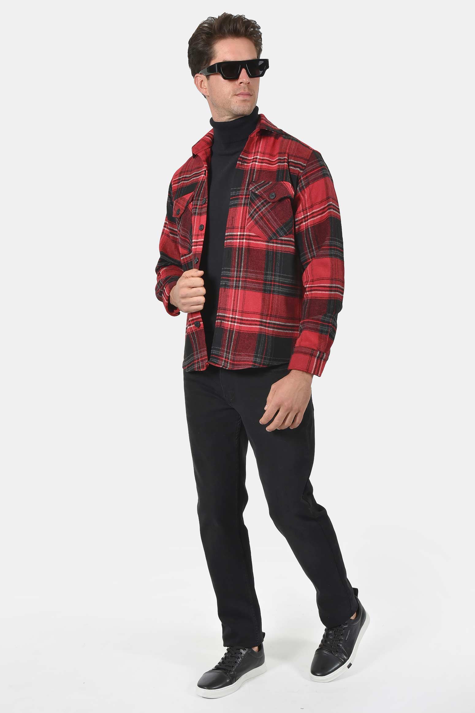 ανδρικό-overshirt-normal-fit-με-καρό-υφή