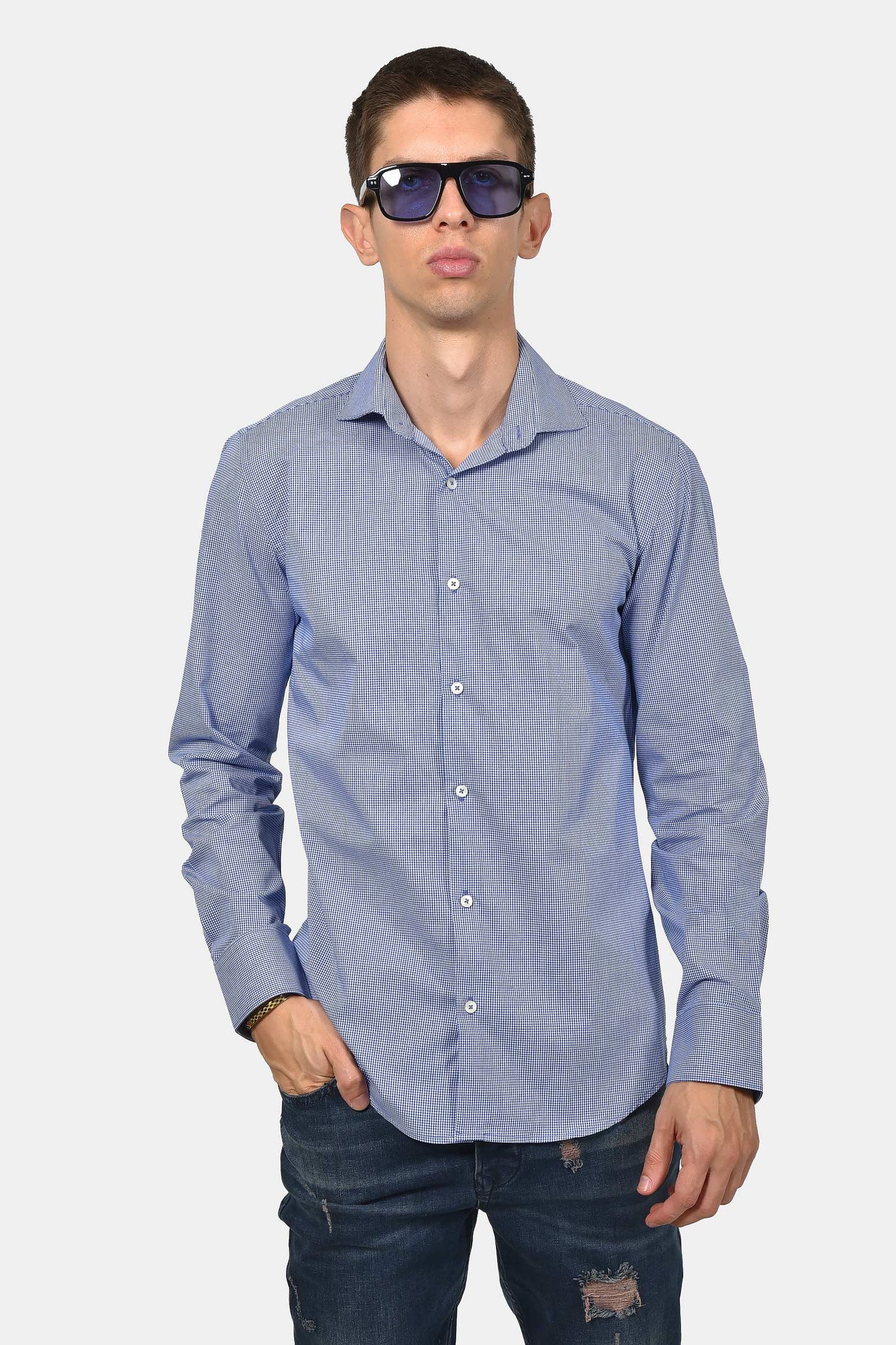 ανδρικό-πουκάμισο-ψιλό-καρό-normal-fit-100%-βαμβάκι