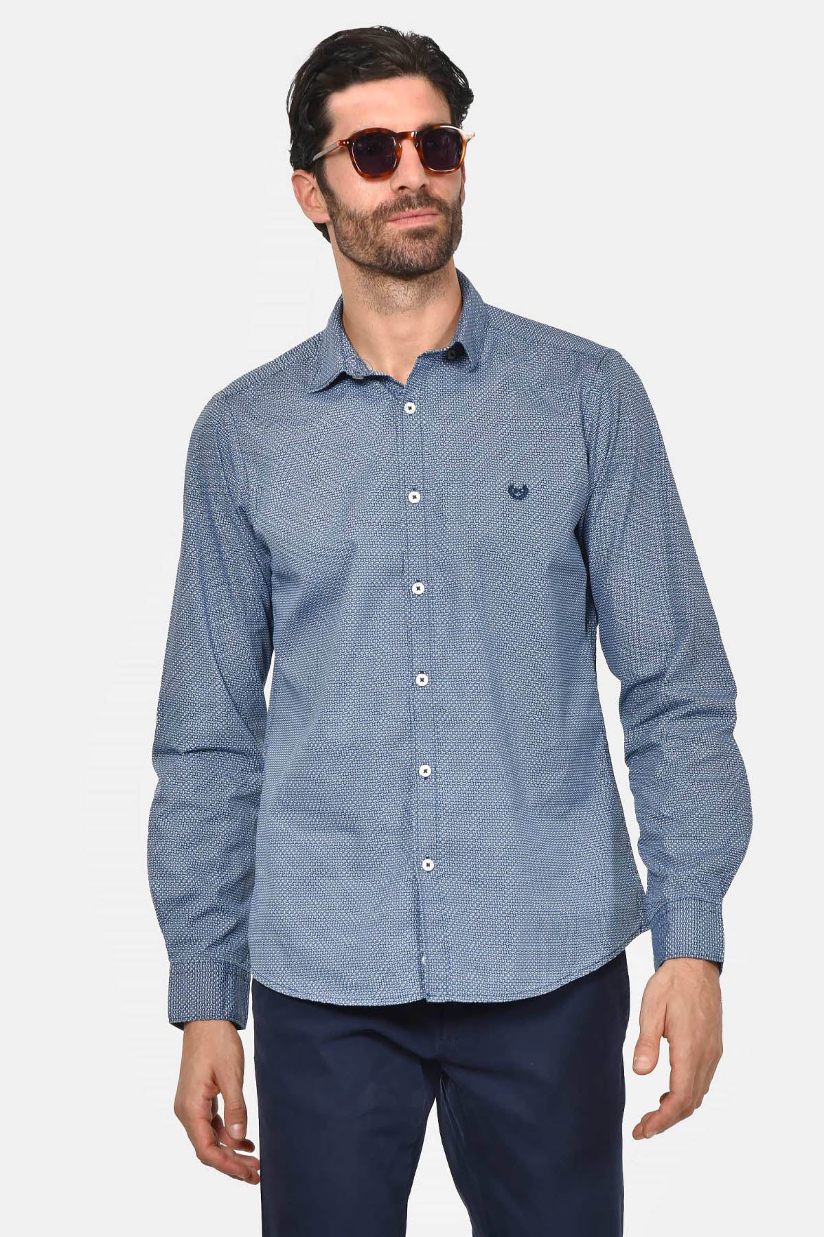 ανδρικό-εμπριμέ-πουκάμισο-custom-fit-100%-βαμβακερό-με-μικροσχέδιο