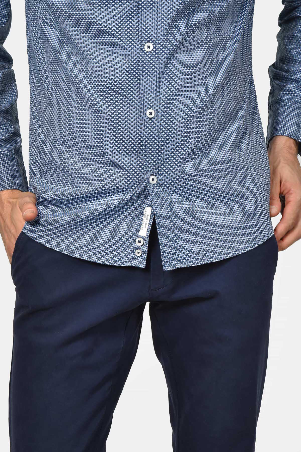 ανδρικό-εμπριμέ-πουκάμισο-custom-fit-100%-βαμβακερό-με-μικροσχέδιο