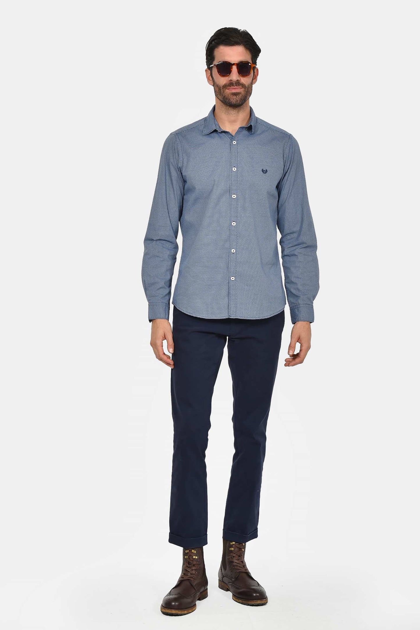 ανδρικό-εμπριμέ-πουκάμισο-custom-fit-100%-βαμβακερό-με-μικροσχέδιο