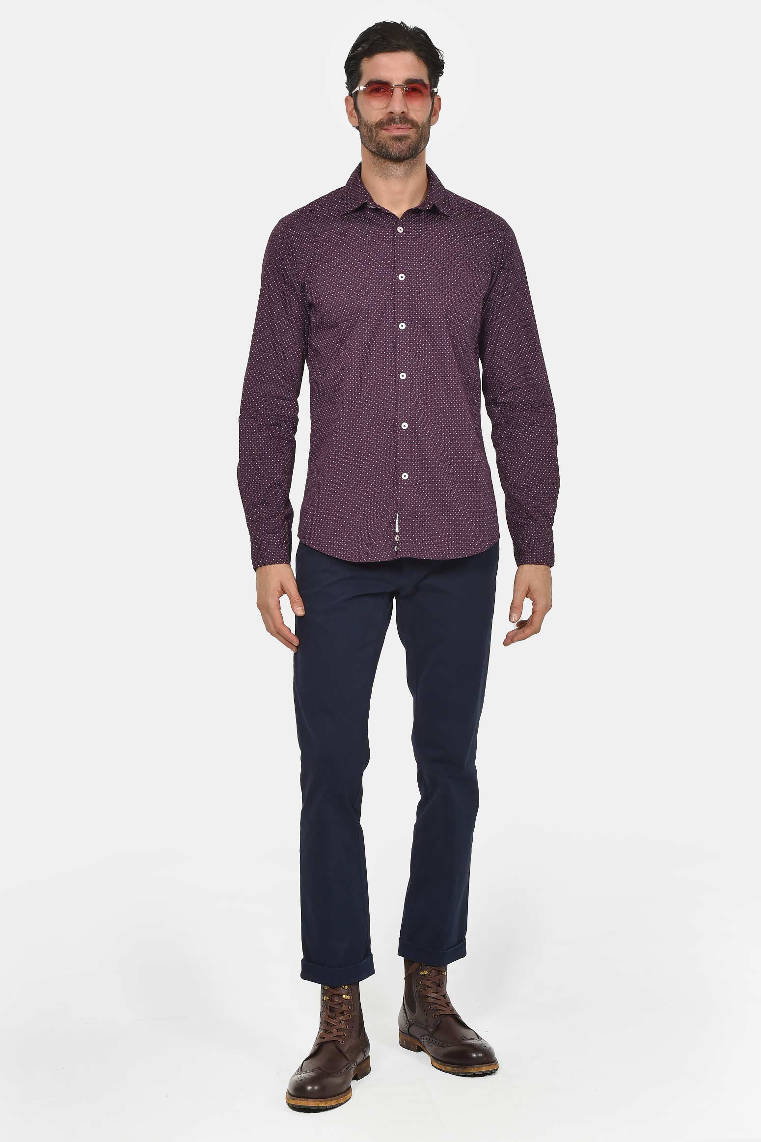 ανδρικό-εμπριμέ-βαμβακερό-πουκάμισο-με-κεντητό-τύπωμα