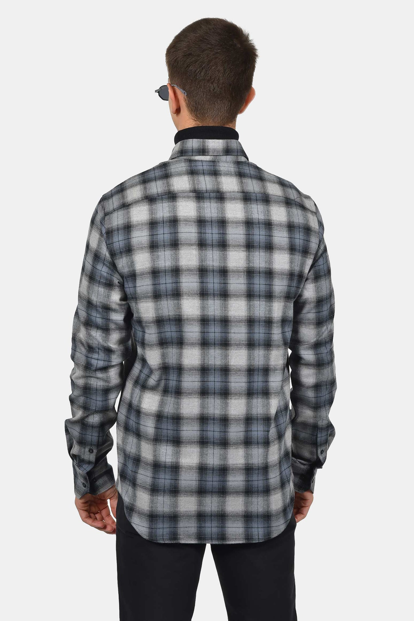 ανδρικό-γκρι-καρό-βαμβακερό-πουκάμισο-με-τσέπη