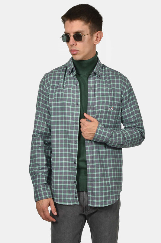 ανδρικό-βαμβακερό-button-down-καρό-πουκάμισο-με-τσέπη