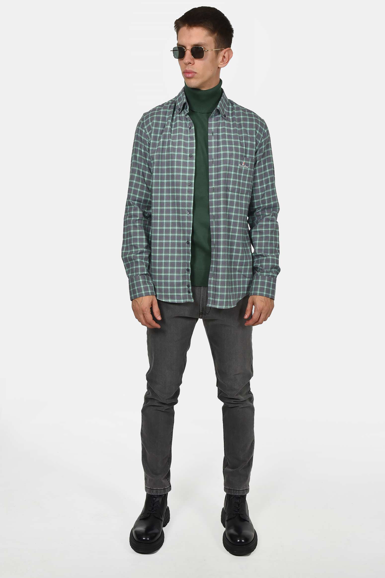 ανδρικό-βαμβακερό-button-down-καρό-πουκάμισο-με-τσέπη