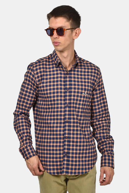 ανδρικό-βαμβακερό-button-down-καρό-πουκάμισο-με-τσέπη