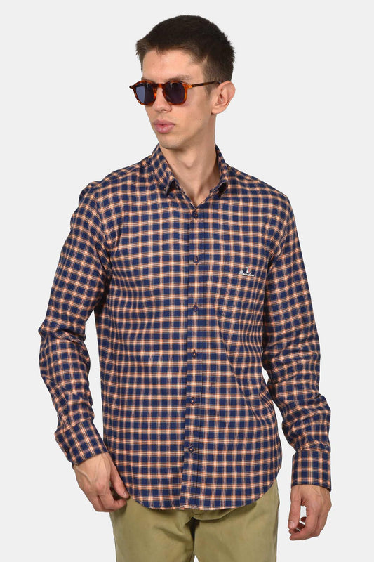 ανδρικό-βαμβακερό-button-down-καρό-πουκάμισο-με-τσέπη