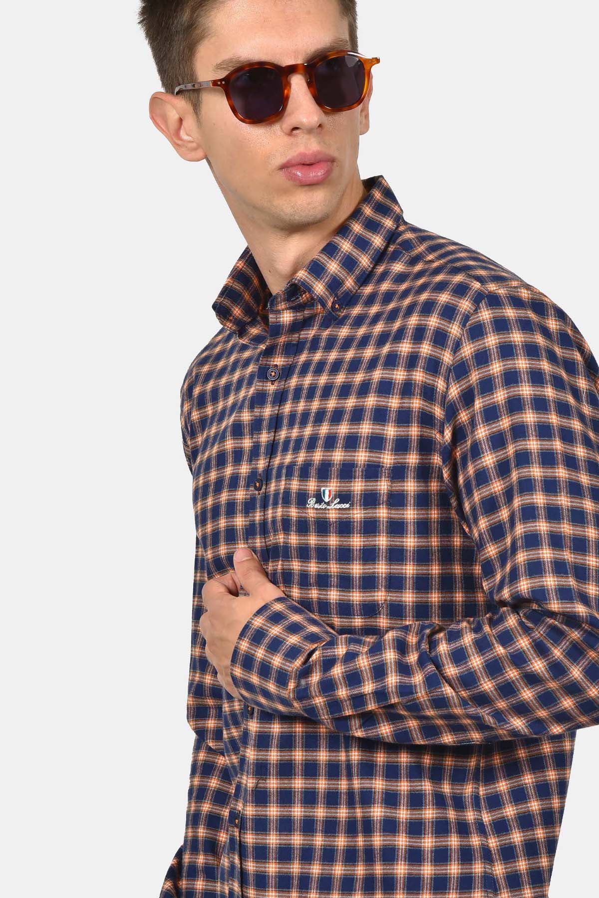 ανδρικό-βαμβακερό-button-down-καρό-πουκάμισο-με-τσέπη