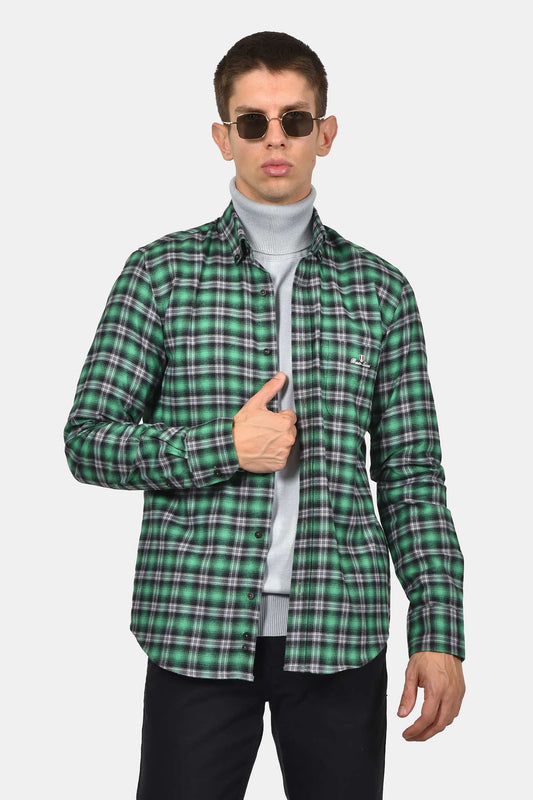 ανδρικό-button-down-βαμβακερό-καρό-πουκάμισο