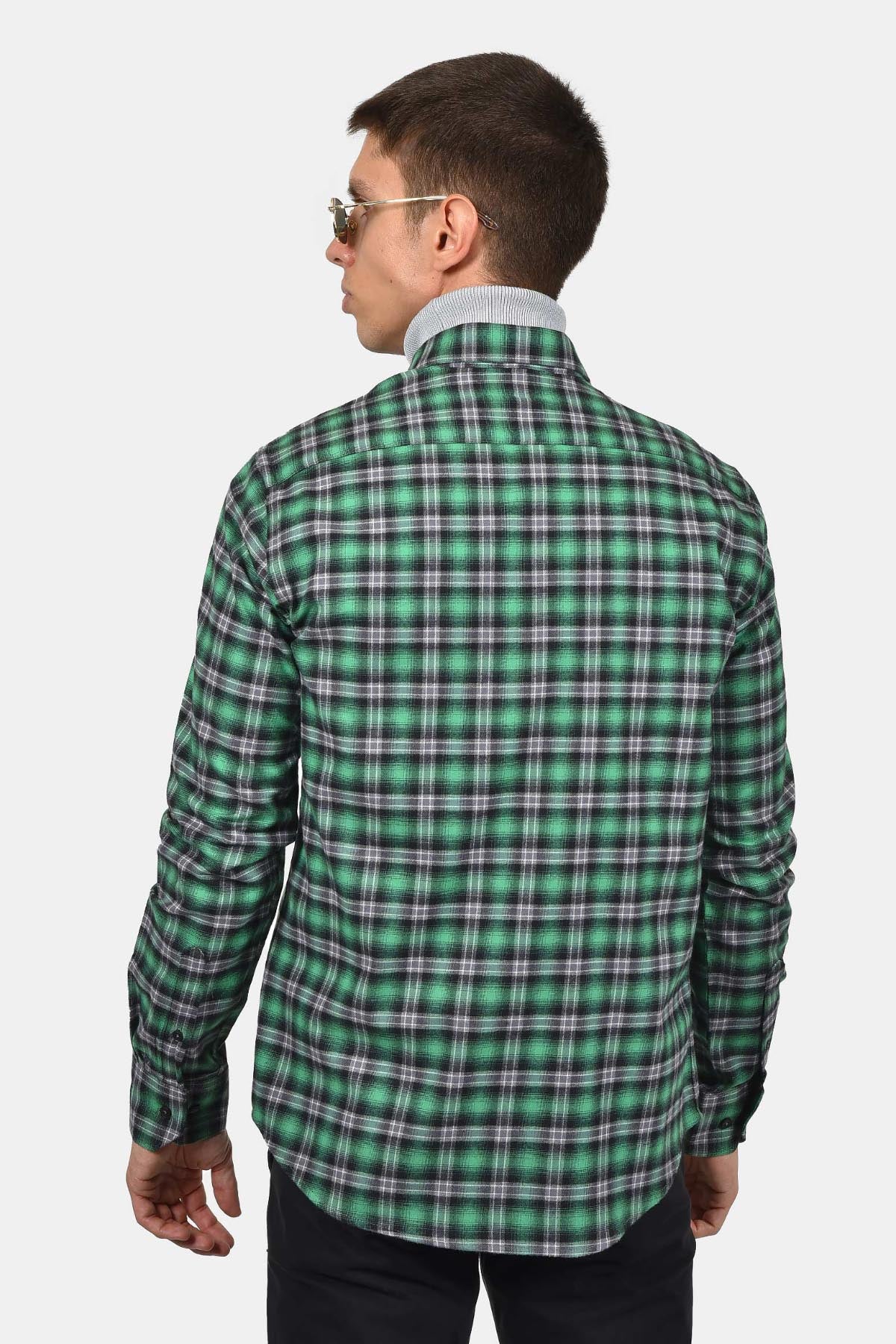 ανδρικό-button-down-βαμβακερό-καρό-πουκάμισο