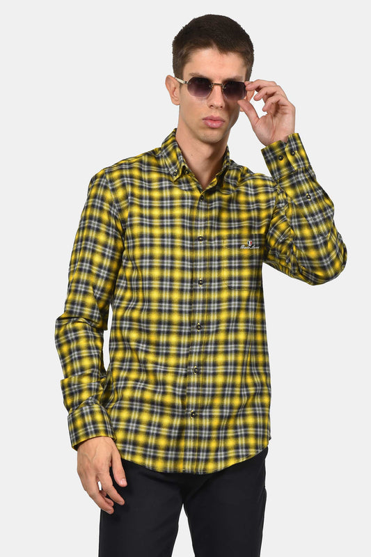 ανδρικό-button-down-βαμβακερό-καρό-πουκάμισο