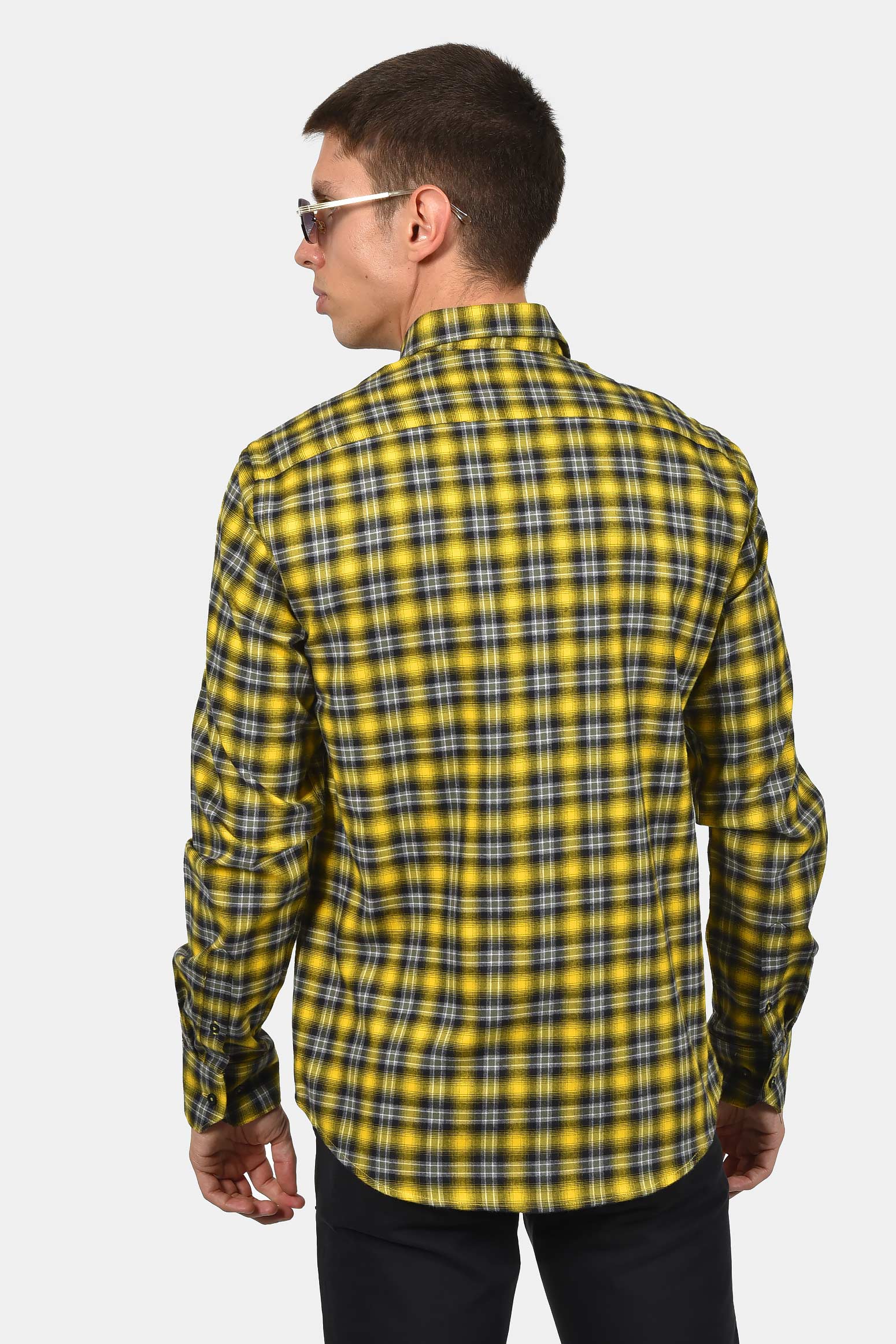 ανδρικό-button-down-βαμβακερό-καρό-πουκάμισο