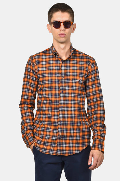 ανδρικό-button-down-βαμβακερό-καρό-πουκάμισο