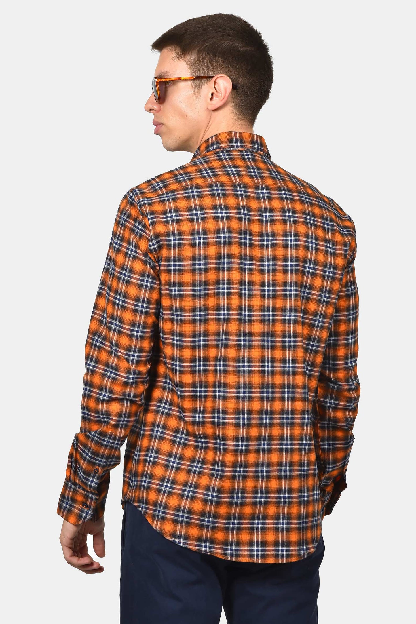 ανδρικό-button-down-βαμβακερό-καρό-πουκάμισο