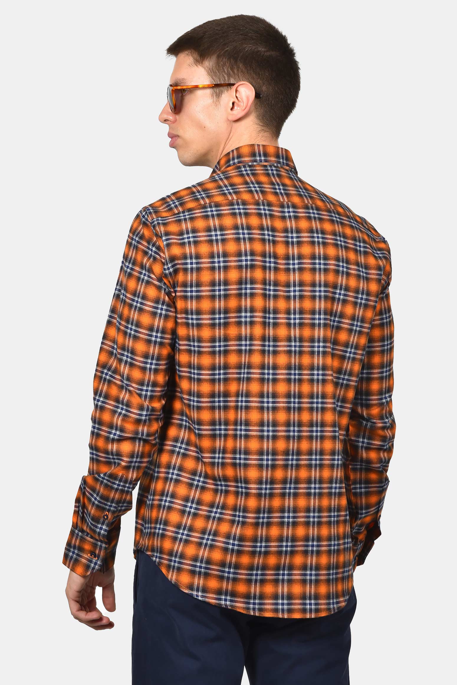 ανδρικό-button-down-βαμβακερό-καρό-πουκάμισο