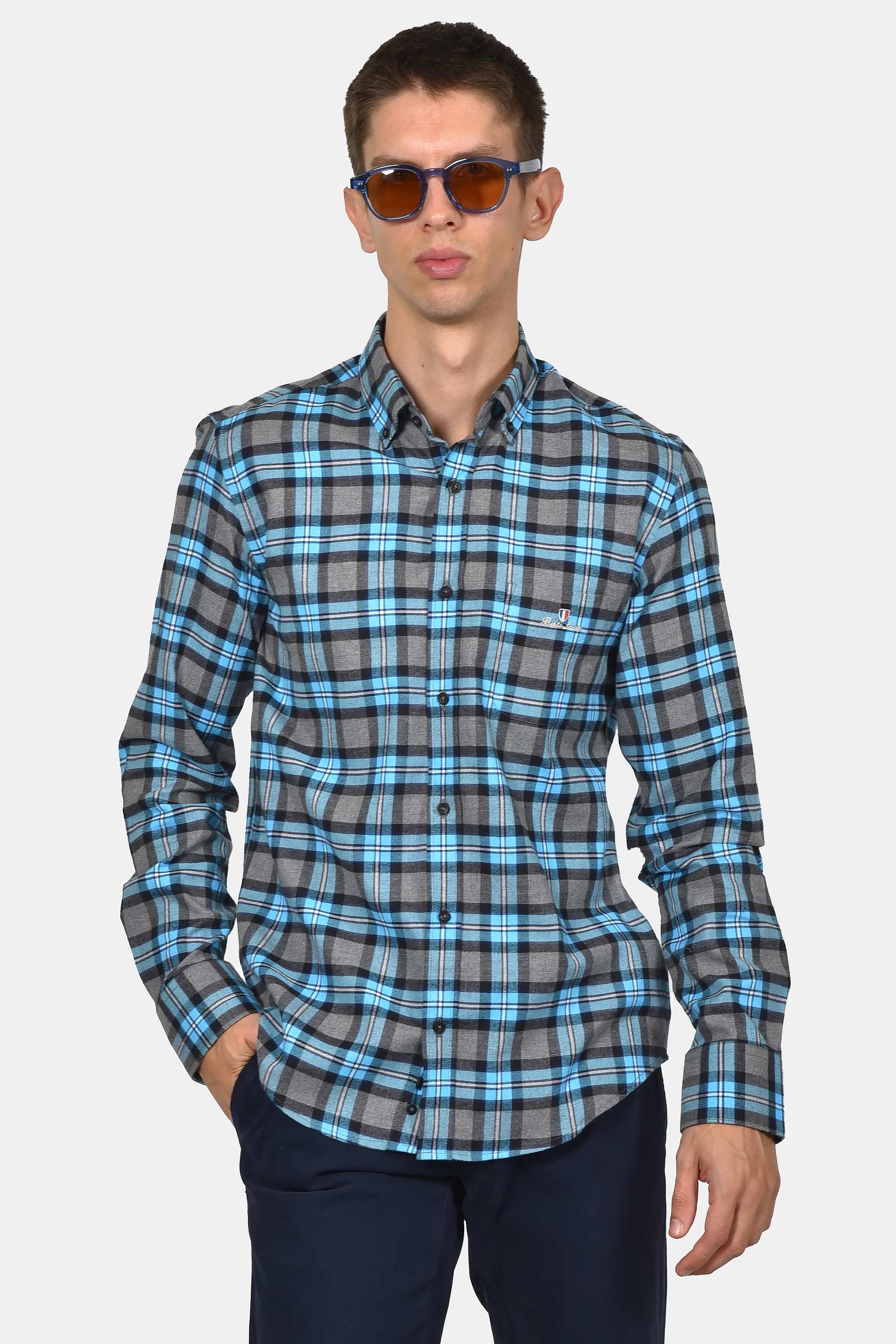 ανδρικό-καρό-πουκάμισο-με-τσέπη-100%-βαμβάκι