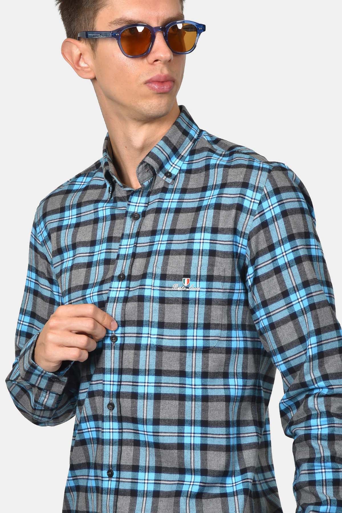 ανδρικό-καρό-πουκάμισο-με-τσέπη-100%-βαμβάκι