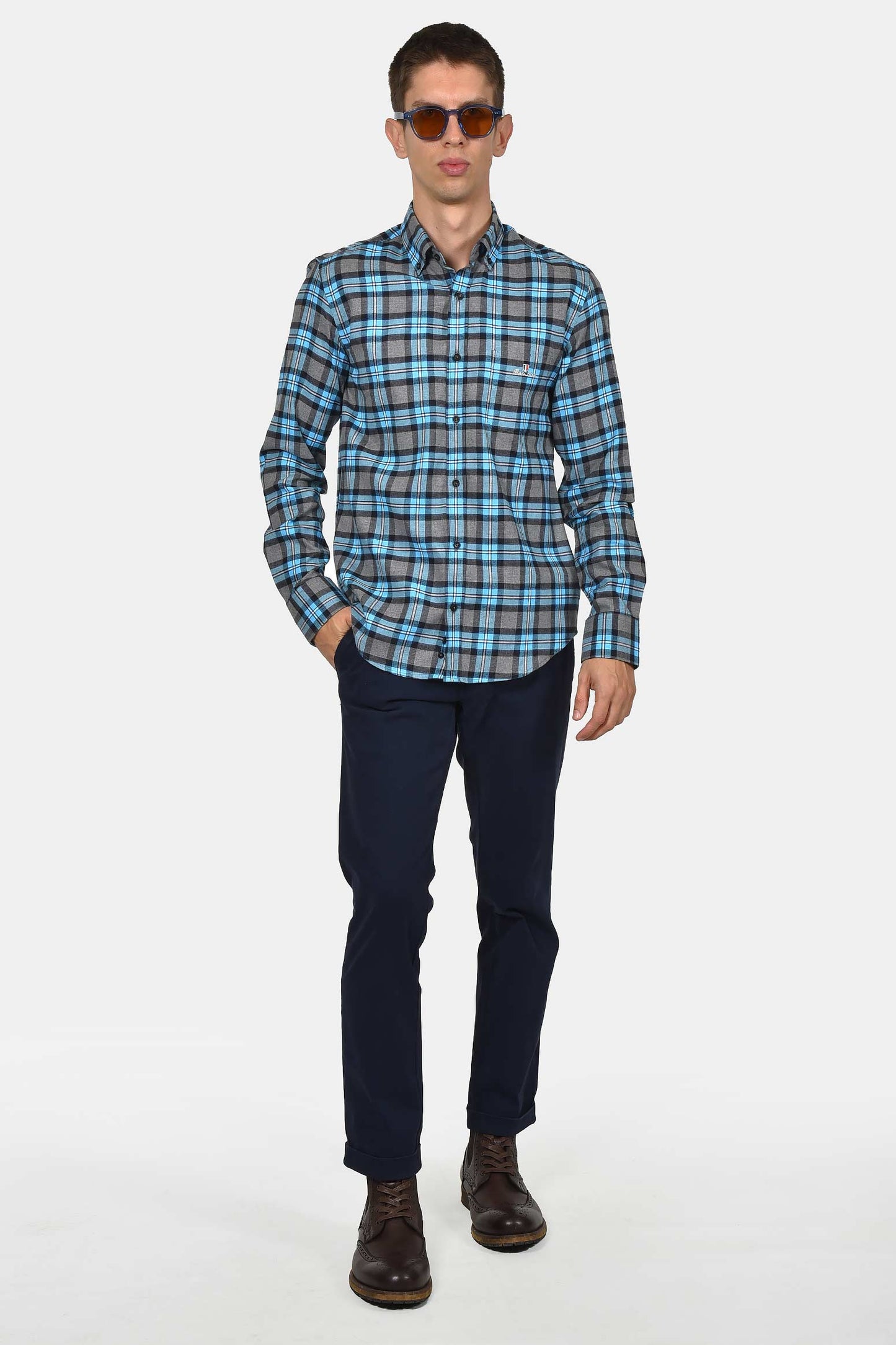 ανδρικό-καρό-πουκάμισο-με-τσέπη-100%-βαμβάκι