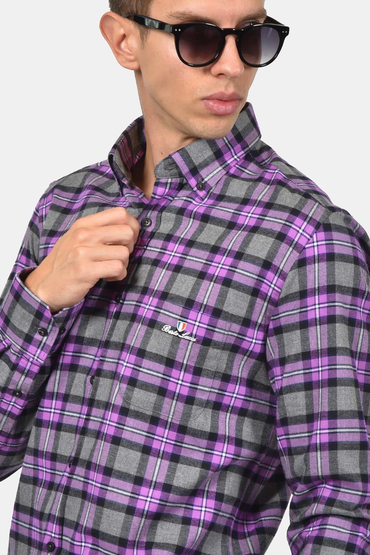 ανδρικό-καρό-πουκάμισο-με-τσέπη-100%-βαμβάκι