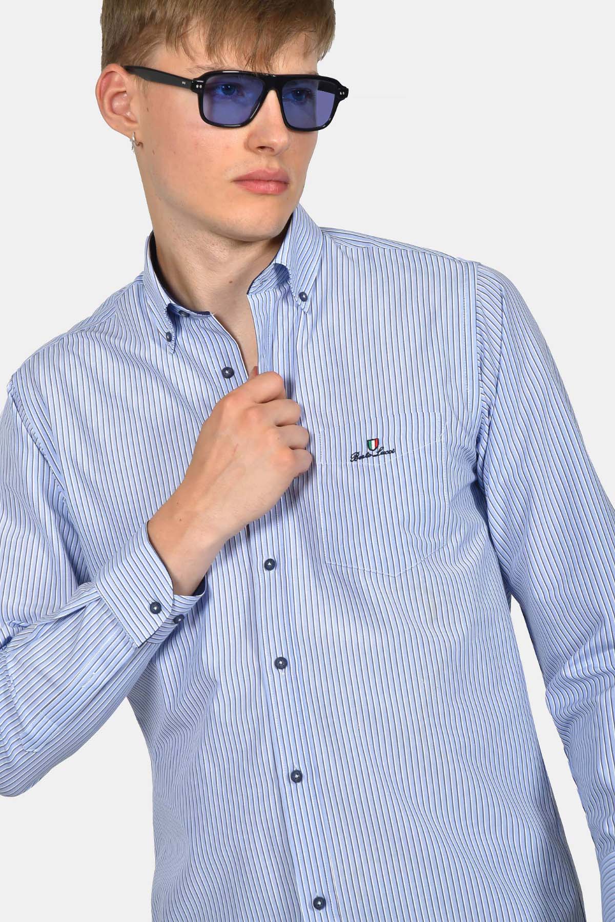 ανδρικό-ριγέ-πουκάμισο-normal-fit-με-τσέπη-στο-στήθος